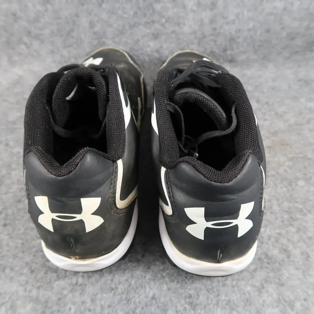 Under Armour Shoes Kids 3.5 Baseball Cleats Sport Athletic Lace Up Black White